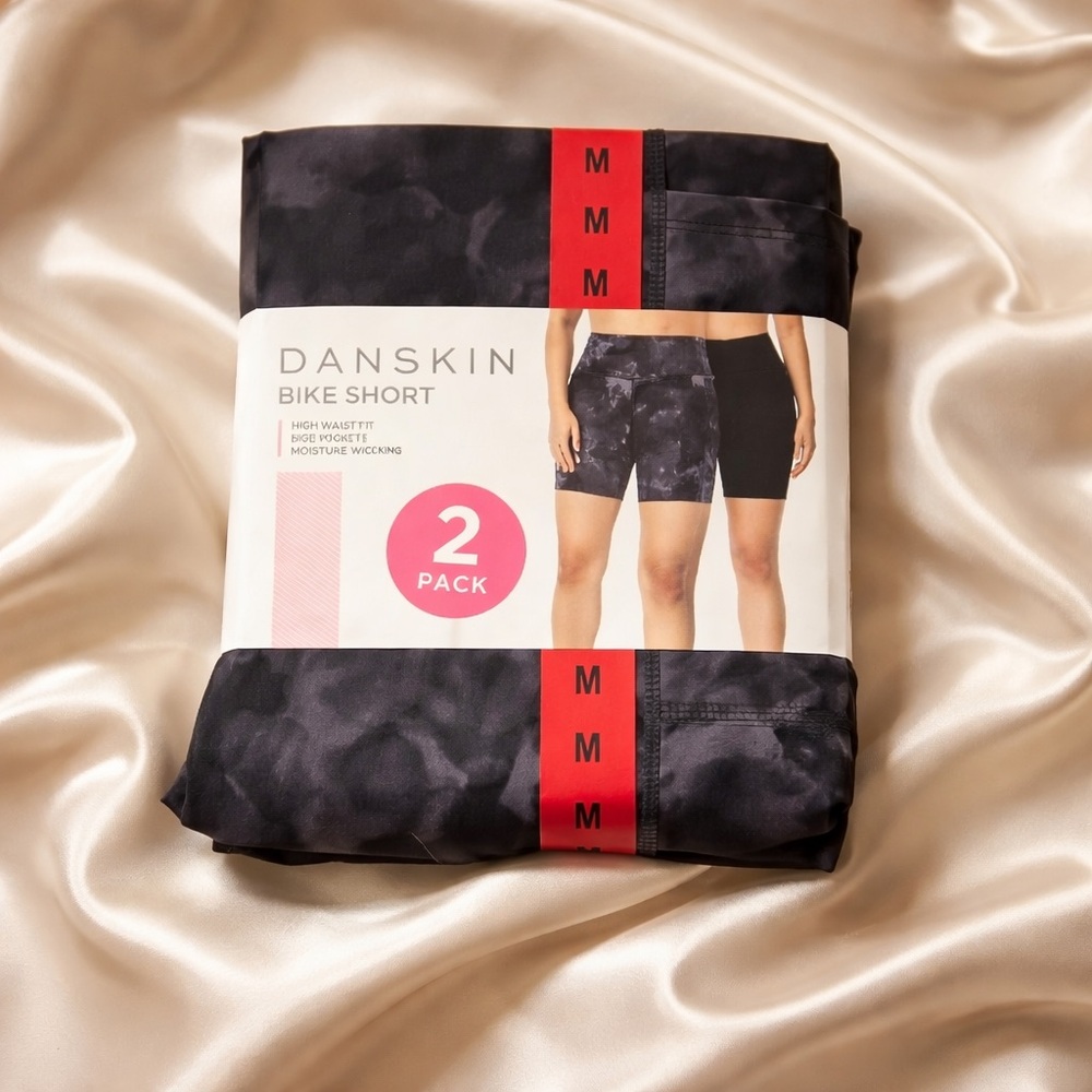 Danskin Black Camouflage Bike Shorts 2 Pack NEW